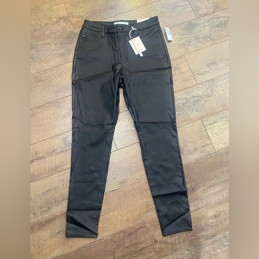 KanCan Jet Black Faux Leather Shiny Jeans